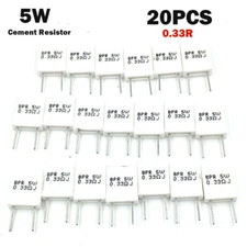 20PC 5W Wirewound Non-inductive Cement Resistor Ceramic horizontal 0.33R