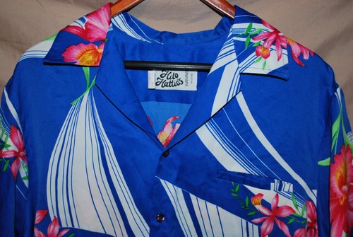 Vintage USA Hilo Hattie XL Hawaiian Shirt Blue with Orchid Best Looking on eBay - Picture 7 of 11