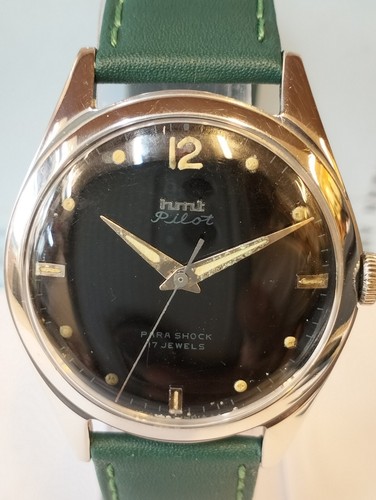 HMT PILOT 17 JEWELS WINDING BLACK DIAL 030189 INDIA MEN'S FULL WORKING VINTAGE - Picture 2 of 21