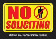 No Soliciting sticker decal window store label vinyl notice no knocking door