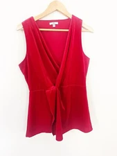 Red Women Blouse H Halston Surplice Twist Top Crimson. Stretch velvet Size M
