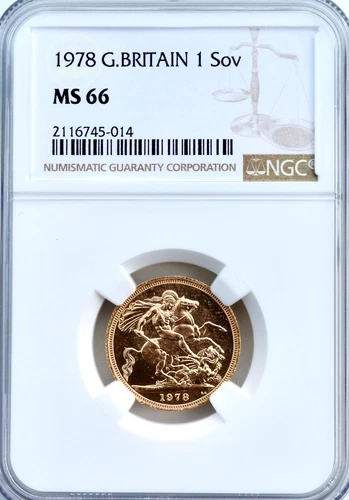 1978 Gold Sovereign NGC MS66 Great Britain UK Royal Mint