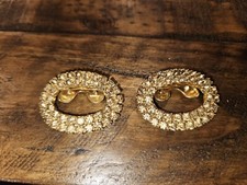 MUSI Shoe Clips, Beautiful Vintage Goldtone w Gold Rhinestones Signed 474
