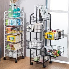 Rotating Storage Rack 3/4/5 Tier Vegetable Fruit Food Serving Trolley Stand Cart