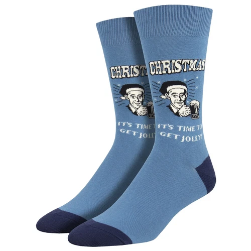 Socksmith Men's Crew Socks Retro Spoofs Christmas Jolly Good Time Fun Footwear