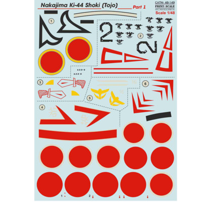 Print Scale 48-149 Waterslide Decal for airplane 1:48 Nakajima Ki-44 Shoki Tojo