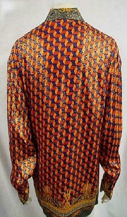 Chemise Homme Métallique Et Soie CREME DE SILK - Taille L, Motif Grec, Neuve Avec étiquettes