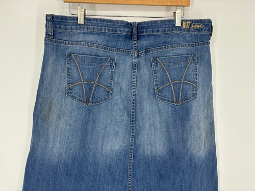 Gonna midi jeans donna Kut From The Kloth lavaggio medio blu denim linea A taglia 14 - Foto 9 di 15