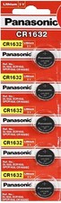 Panasonic CR1632 CR 1632 5 piece Lithium 3V Battery New Authorized Seller
