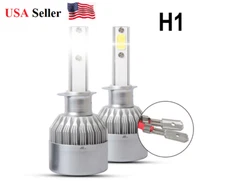 2 PCS H1 C6 LED 6500K White Headlight Kit 72W 7600LM Hi Low Beam Fog Light Bulb