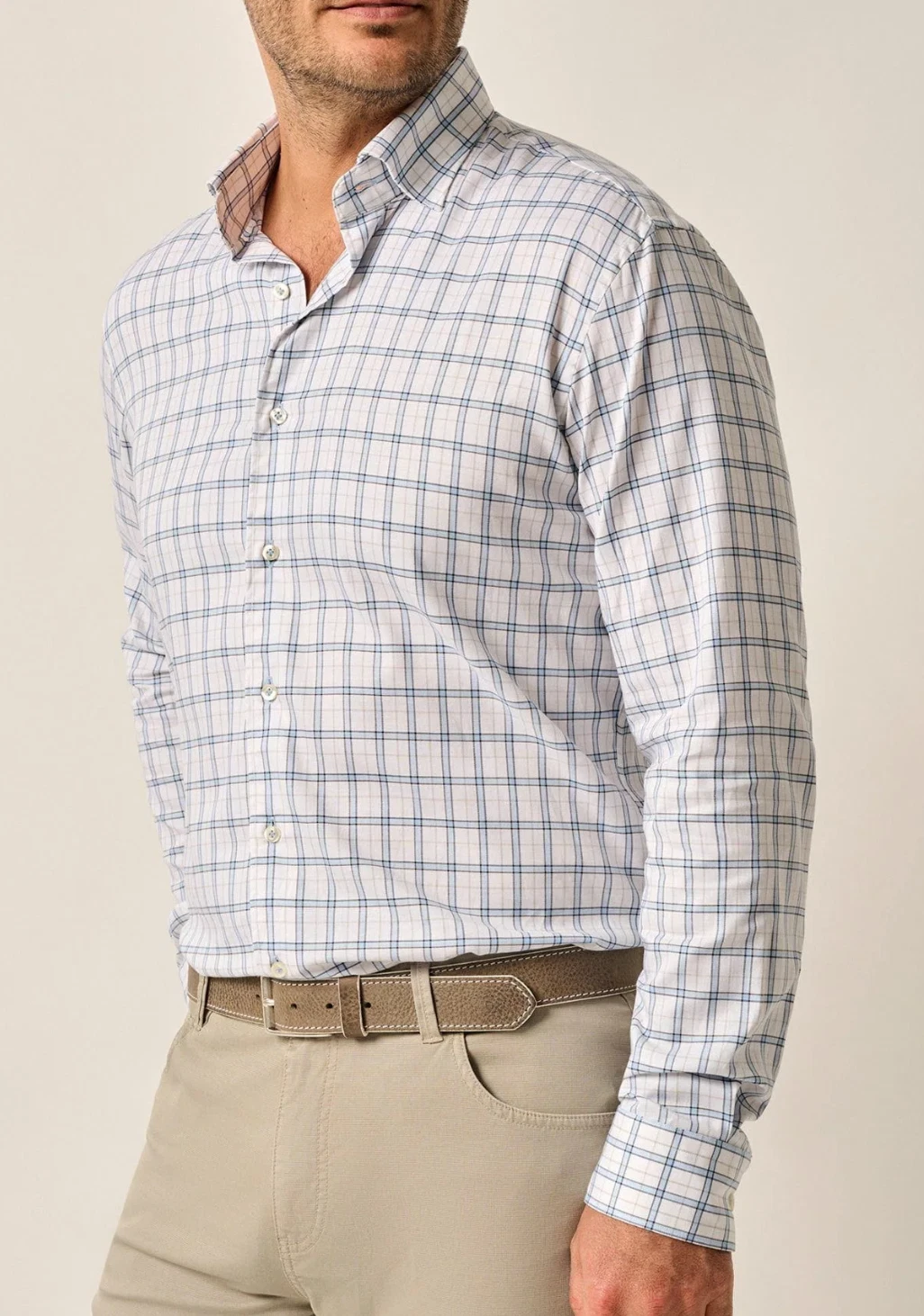 NEW JOHNNIE-O TOP SHELF GULF BLUE BEAUMONT PLAID BUTTON UP SHIRT SZ M