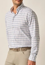 NEW JOHNNIE-O TOP SHELF GULF BLUE BEAUMONT PLAID BUTTON UP SHIRT SZ M