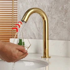 3 Size Golden Touchless Bathroom Basin Sink Mixer Sensor Faucet Single Hole Tap