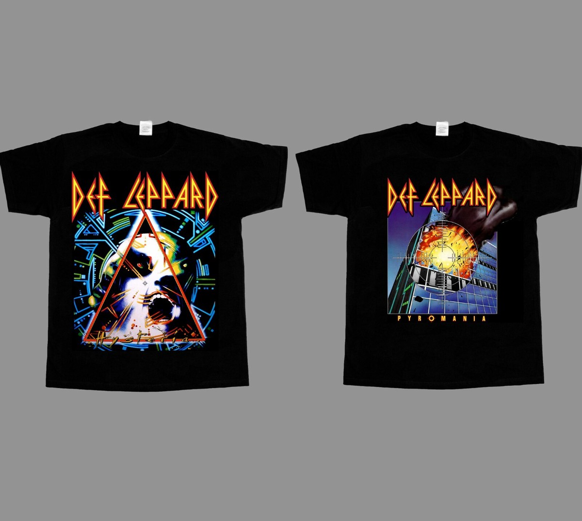 Def Leppard - Hysteria Tour Pyromania NEW BLACK T-SHIRT