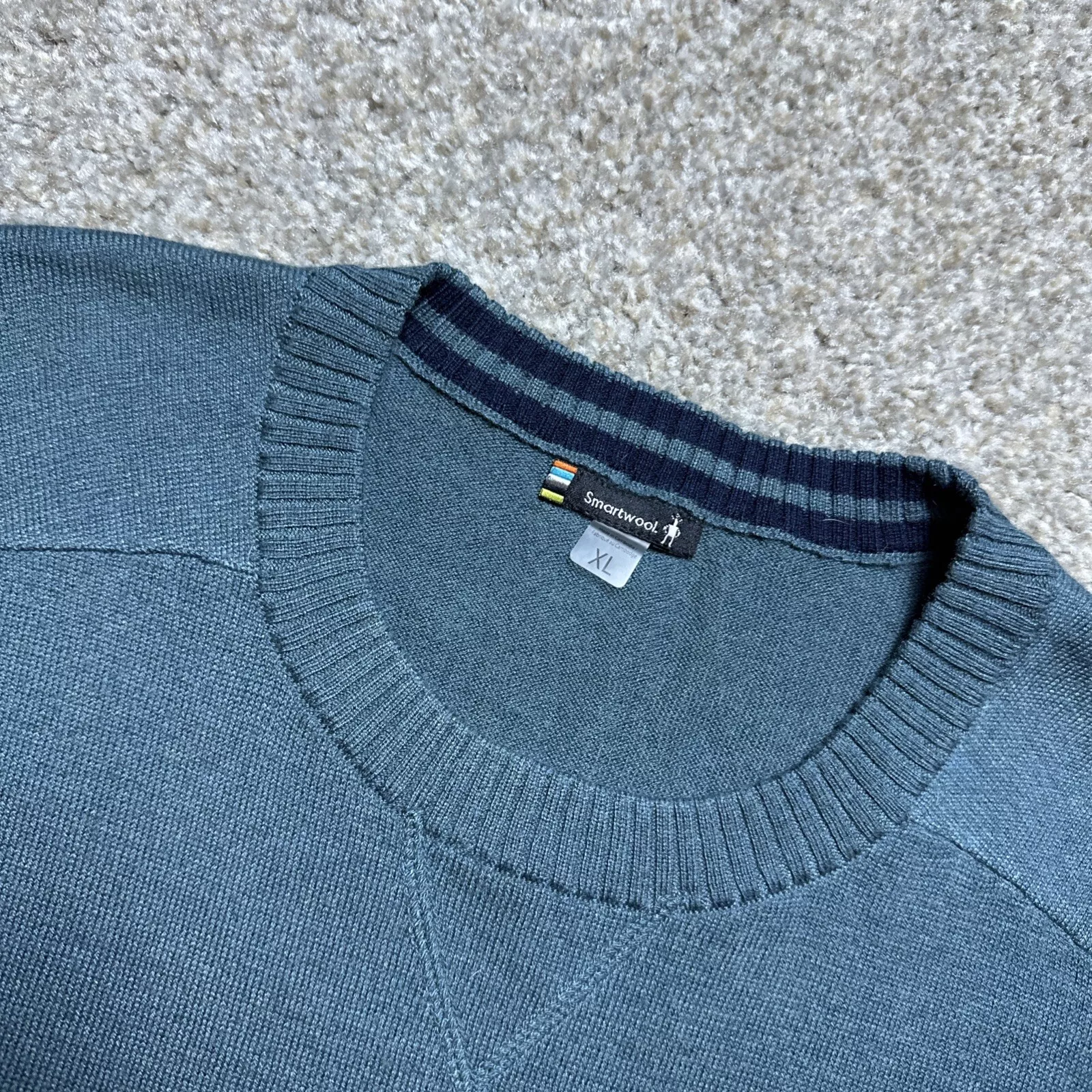 smartwool merino wool striped pullover crew sweater