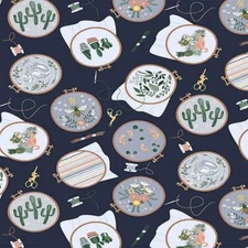 EMBROIDERY HOOPS Cotton Print by DEAR STELLA  BTY  