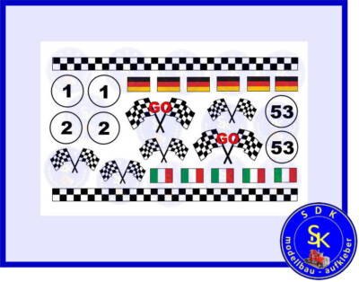 Slotcar Slotracing Rallye Racing Flagge Startnummern Aufkleber Decals 1:32 -1:24