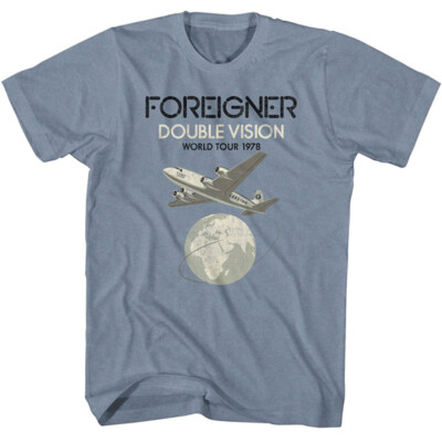 Foreigner Mens T Shirt 1978 Double Vision World Tour  Pop Song Funk Rock Band