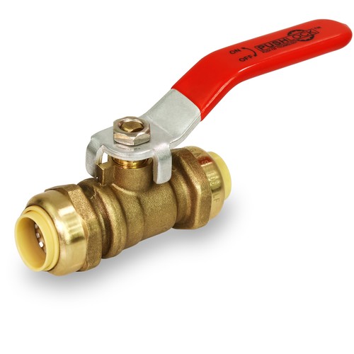 Pushlock® 1/4 in. Push x Push Ball Valve, Shut Off Push to Connect PEX, Copper