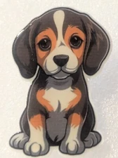 Beagle Dog Sitting Puppy Small Flat Acrylic Pin Tie Tac