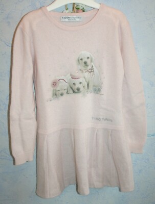 Ƹ̵̡Ӝ̵̨̄Ʒ T-Shops Mädchen Pullover Kleid Hunde Winter Strass Rosa Gr 4-6 110-116