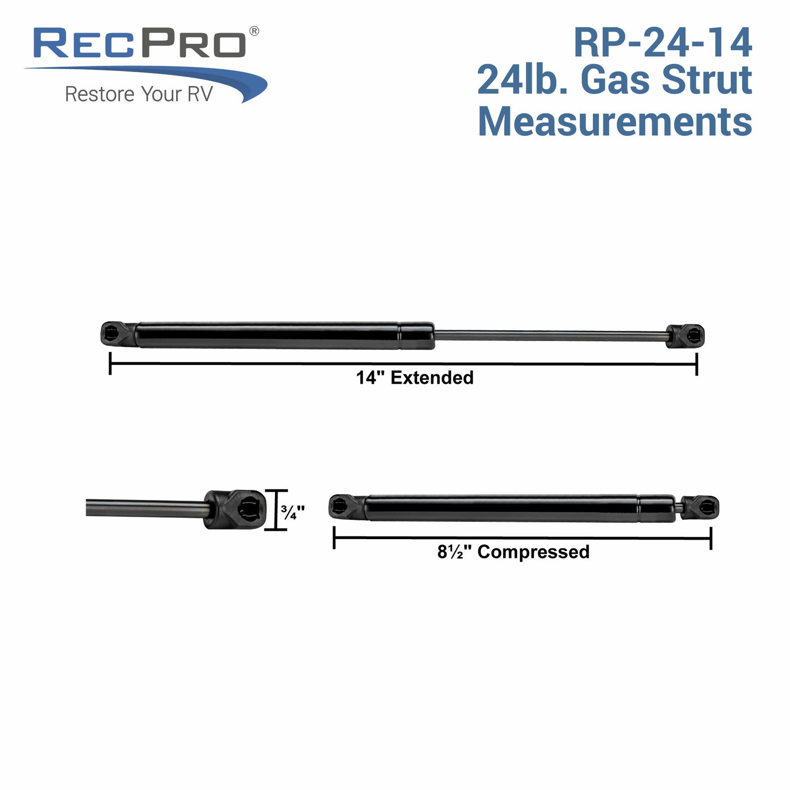 RecPro RV Gas Strut Kit – 20 & 40 Lb Combo (4 Struts) For Automotive & Agricultural Use
