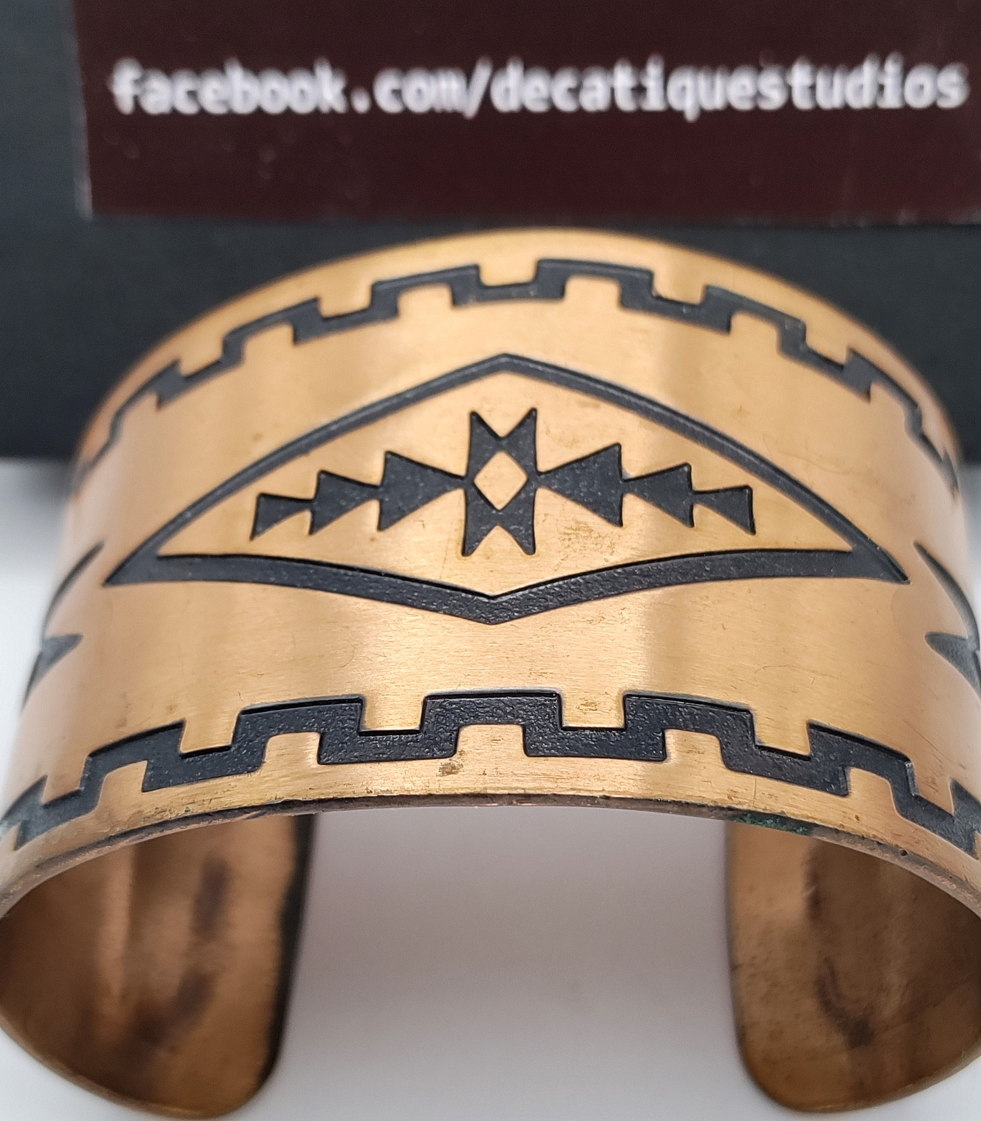 Solid Copper Wide Cuff Bracelet Southwestern Desi… - image 2