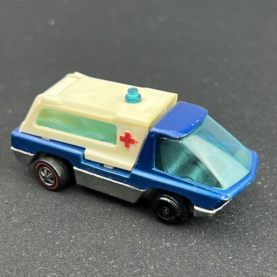 VTG Hot Wheels Redlines Heavyweights Blue Ambulance Mattel Car