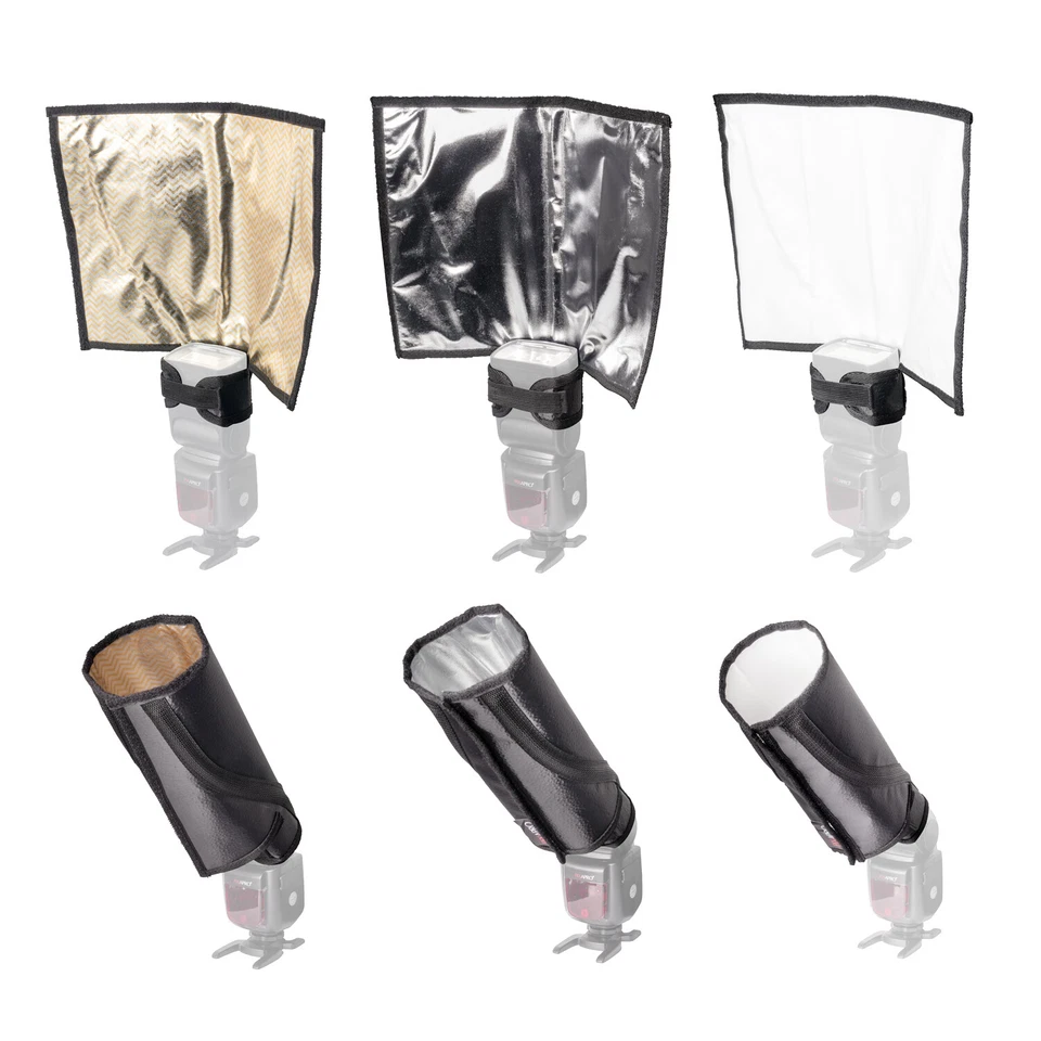 Tarjeta de rebote/snoot para flashguns Speedlites marco incorporado diseño portátil