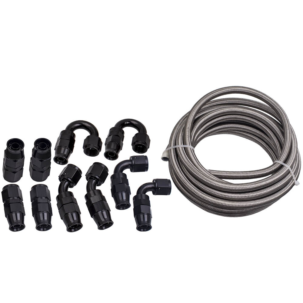 AN8 8AN 6M 20 Feet Stainless steel PTFE Fuel Hose & Hose End Adapter Kit new