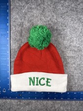 Nice Christmas Embroidered Pom Hat Beanie Womens One Size Red Green White Winter