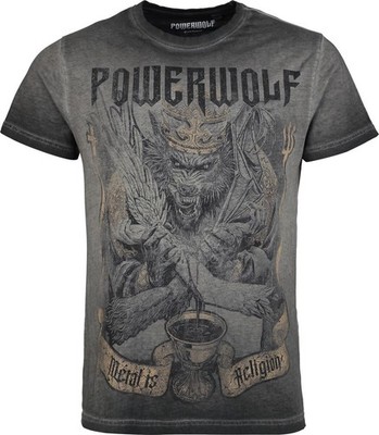 Powerwolf T-Shirt Herren Wolf Vs Man grau Band-Merch, Bands 100% Baumwolle