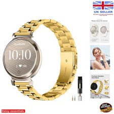 Gold Slim Metal Band for Garmin Lily 2, Classic & Active Models - Adjustable Fit