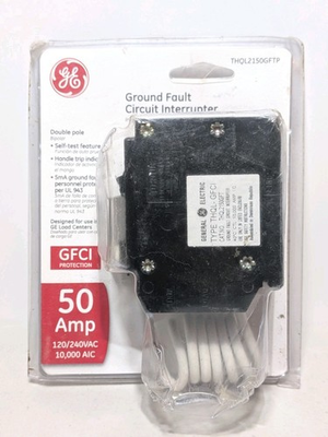 #ad GE 50A Amp 2 Pole GFCI Circuit Breaker with Self Test THQL2150GFTP $59.99