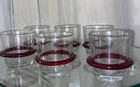 Blenko Tumblers #448R Single Red Ring Handmade Rocks Glasses Set Of 6 Free Ship!