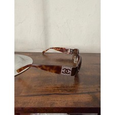 Chanel Vintage Y2K 4117-B Crystal CC Tortoise Rimless Sunglasses