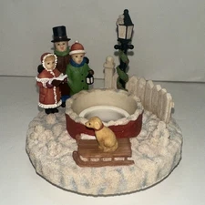 Our America Jar Candle Topper Capper Christmas Carolers Dog Yankee Candle Winter