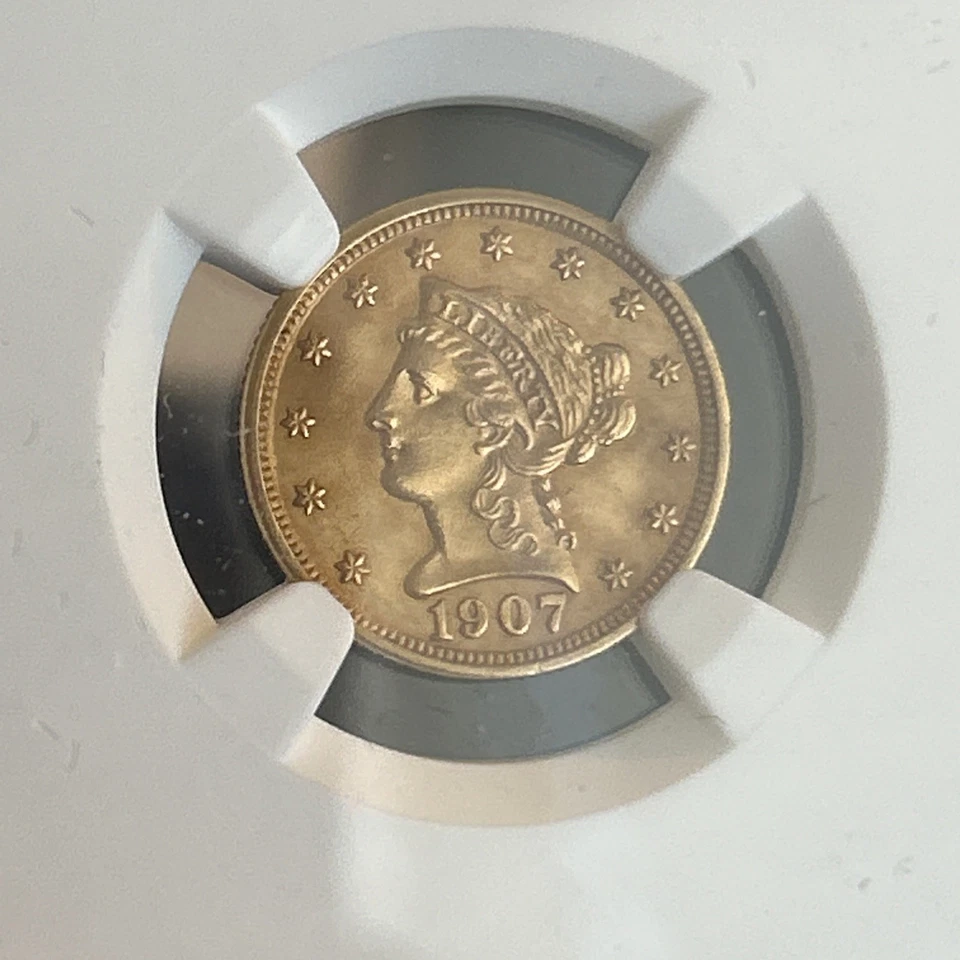 SASA 1907 年黄金 25 美分鹰自由女神 $2.5 NGC Ms64 — 第 2/4 张图片