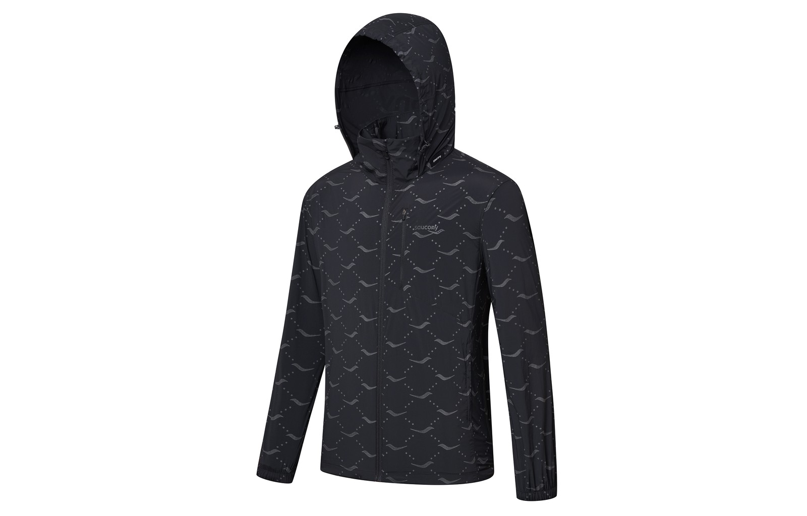 Saucony All Over Print Letter Zip Up Hoodie Jacket
