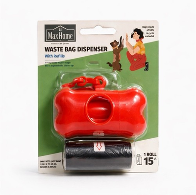 #ad Dog Waste Bag Dispenser Bone Shape w 15 Bags – Clip On Leash Holder – New $10.99