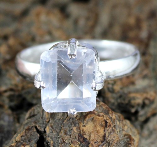 Naturale 8.50 KT Bianco Montana Zaffiro Smeraldo Taglio Gemma Da Compleanno Ring - Foto 7 di 7