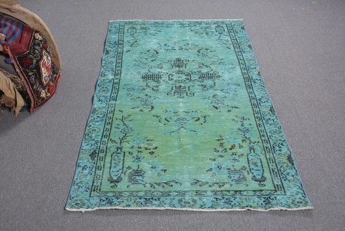 3,3x6,2 ft Turkish Vintage Rug, Accent Rug, Blue Wool Rug