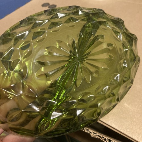 Vintage INDIANA GLASS Green Thumbprint OVAL Divided Relish Dish Dishes - Picture 7 of 8