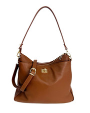 ITALIAN TRENDY PEBBLED GRAIN CALF LEATHER SHOULDER MESSENGER BAG - MADE IN ITALY
