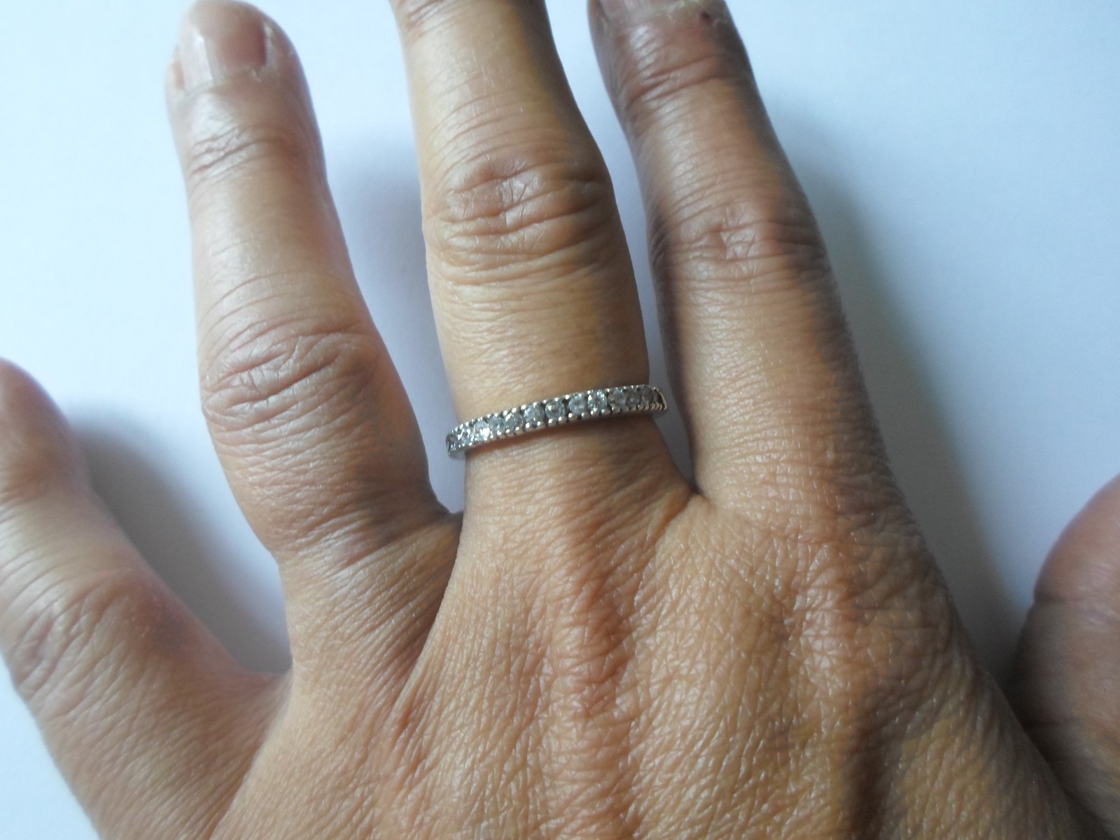 solid silver ring, half turn, zirconiums, size 60 - image 5