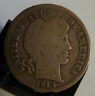 1914-P Barber Dime 90% Silver As Shown