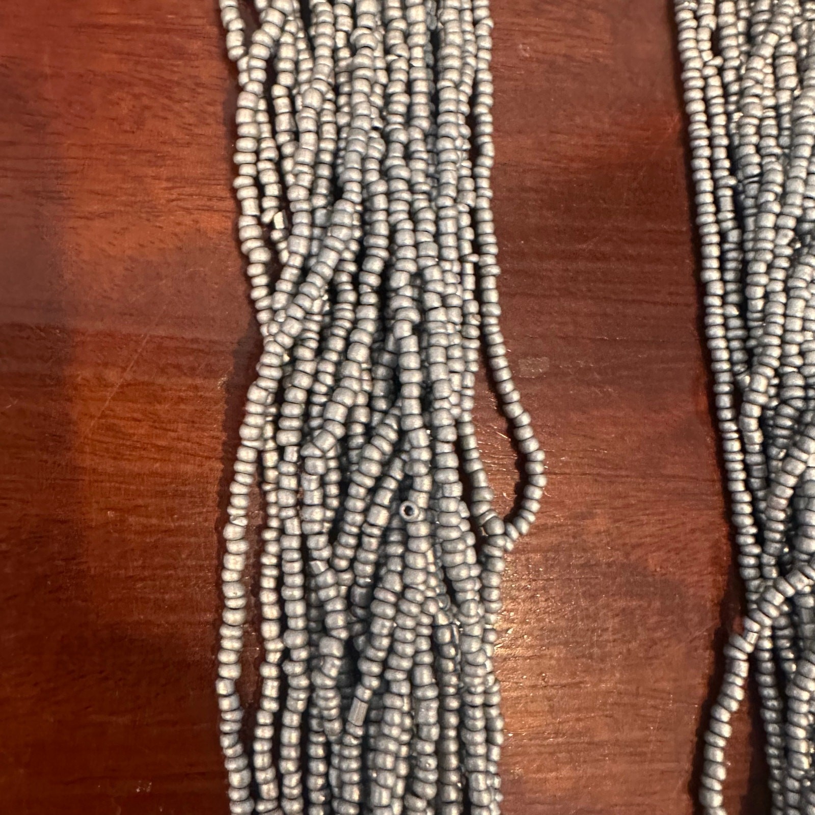 Gray Multi Strand Beaded Necklace Statement Grey … - image 7