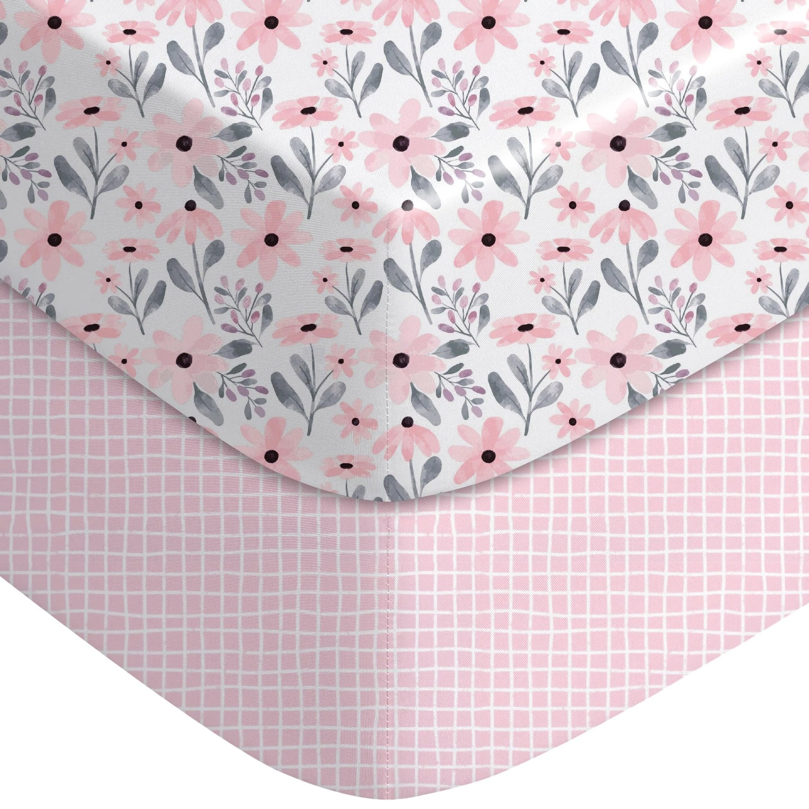 Yoofoss Crib Sheets Girl 2 Pack, 52x28 Fitted Baby sheets, Pink Floral
