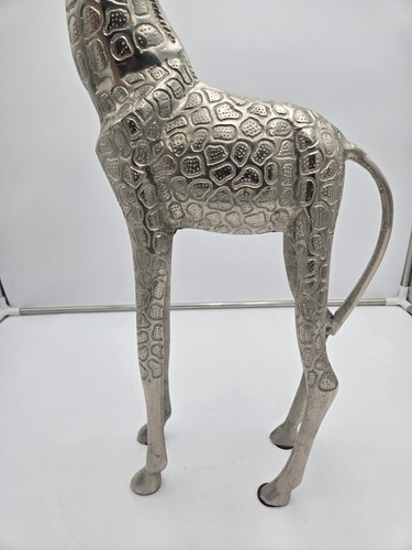 28 Inch Tall Aluminum Standing Giraffe Figurine Figure Decor Textured - Picture 4 of 10