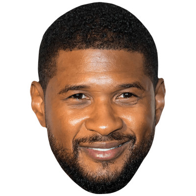 Usher (Beard) Celebrity Mask, Flat Card Face, Fancy Dress Mask